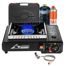Portable Windshield Gas Stove with Propane Regulator for Camping Hiking Party