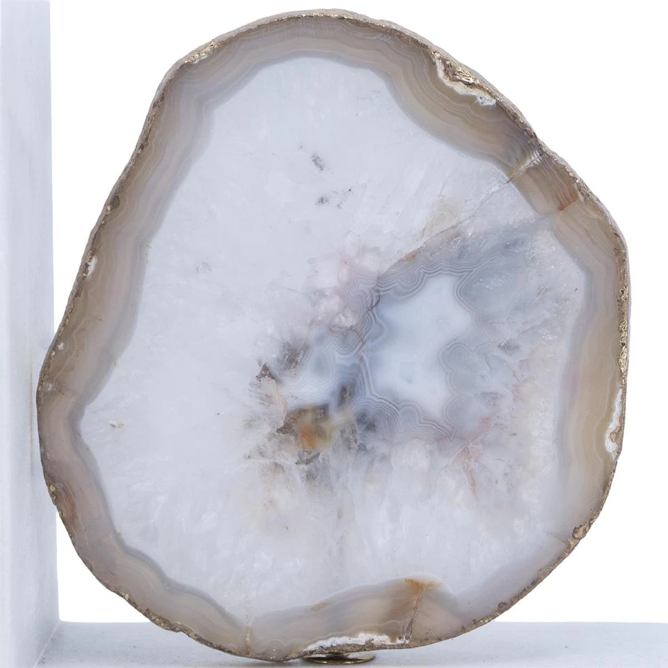 A&B Home 82956-WHIT-SA Agate 5.5 X 3 inch White Bookends - Image 4 of 4