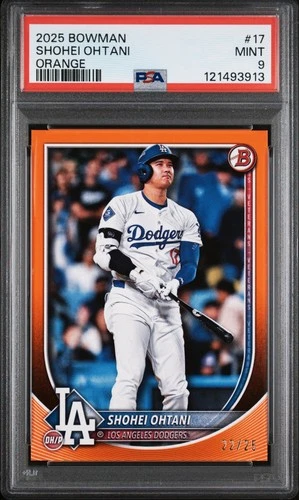 2025 Bowman Shohei Ohtani #17 Orange Paper /25 Dodgers MVP PSA 9 SP Rare