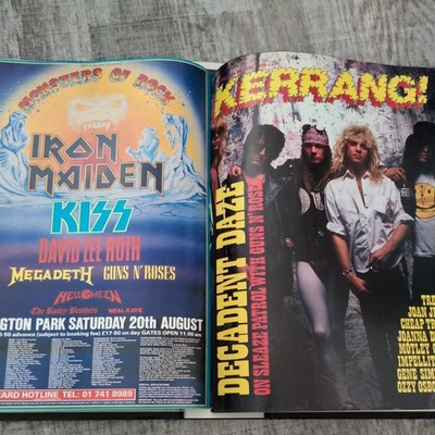  Kerrang! Magazines Binder c/w Bundle Of Vintage 1980's Issues Early Metallica 