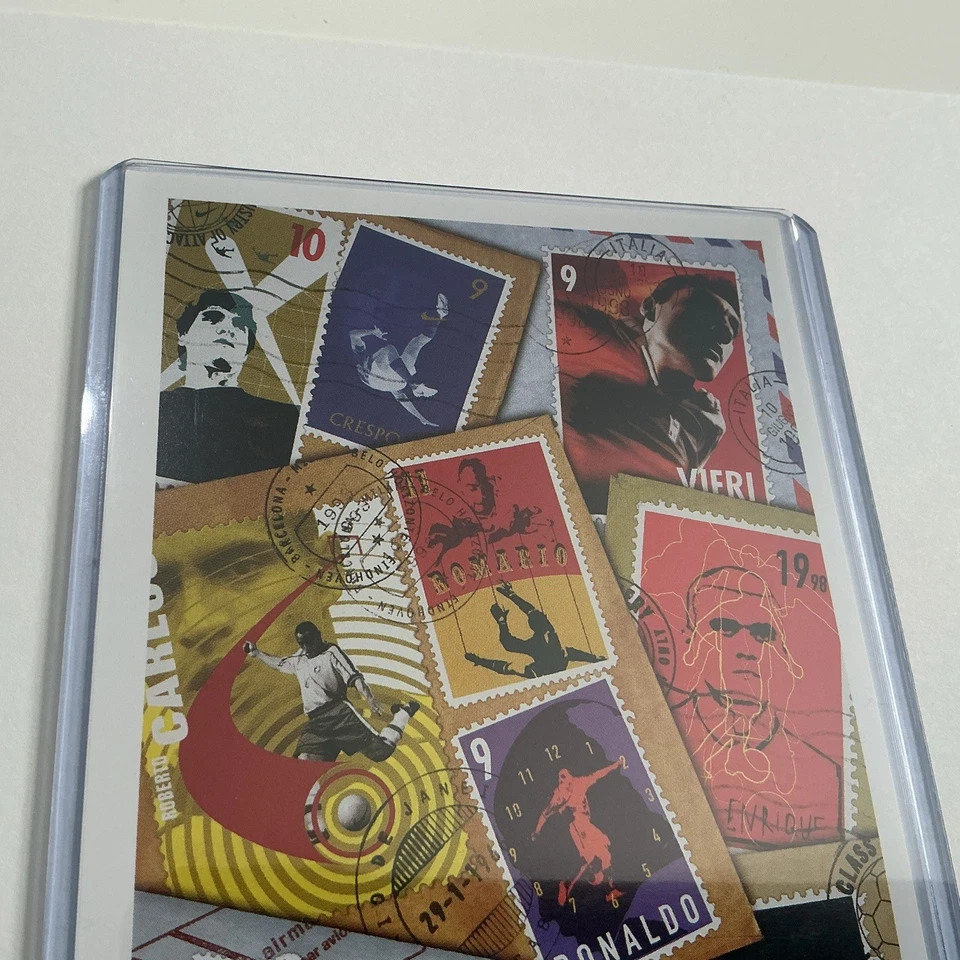 Vintage NIKE Promo Poster Card World Cup Soccer Stamp Kanu RONALDO ROMARIO 4x6 - Image 2 of 4