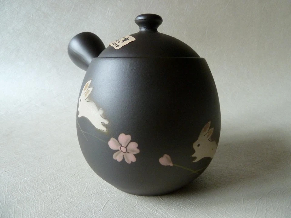 Tokoname Japanische Teekanne,Hase,Kirschblüte,Kyusu,Fusen,handbemalt - Bild 1 von 1