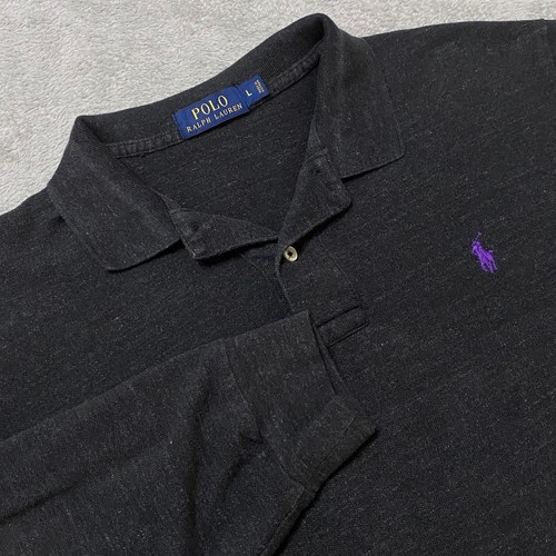 Polo Ralph Lauren Shirt Mens Large Heathered Charcoal Long Sleeve Polo Shirt
