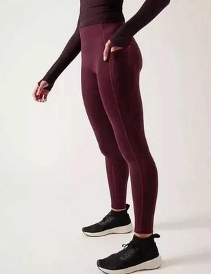 ATHLETA Altitude Stash High Rise Polartec  Tight Spiced Cabernet XXS 2XS