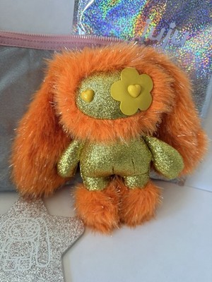 Juju CLEO Sparkle Glitter CJ HENDRY plush bag charm ORANGE YELLOW Keyring