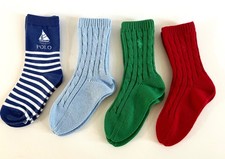 Polo Ralph Lauren Kids 4 Pairs Pony Logo Cotton Cable Stripe Socks 4-6X