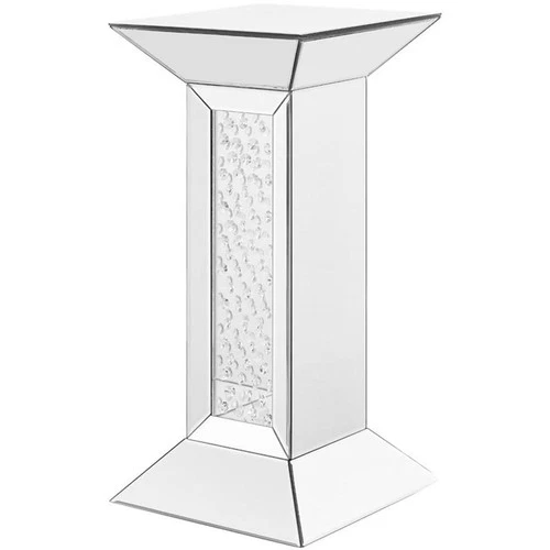 Elegant Decor Modern 12" Clear Crystal Mirrored Pedestal End Table - Picture 1 of 7