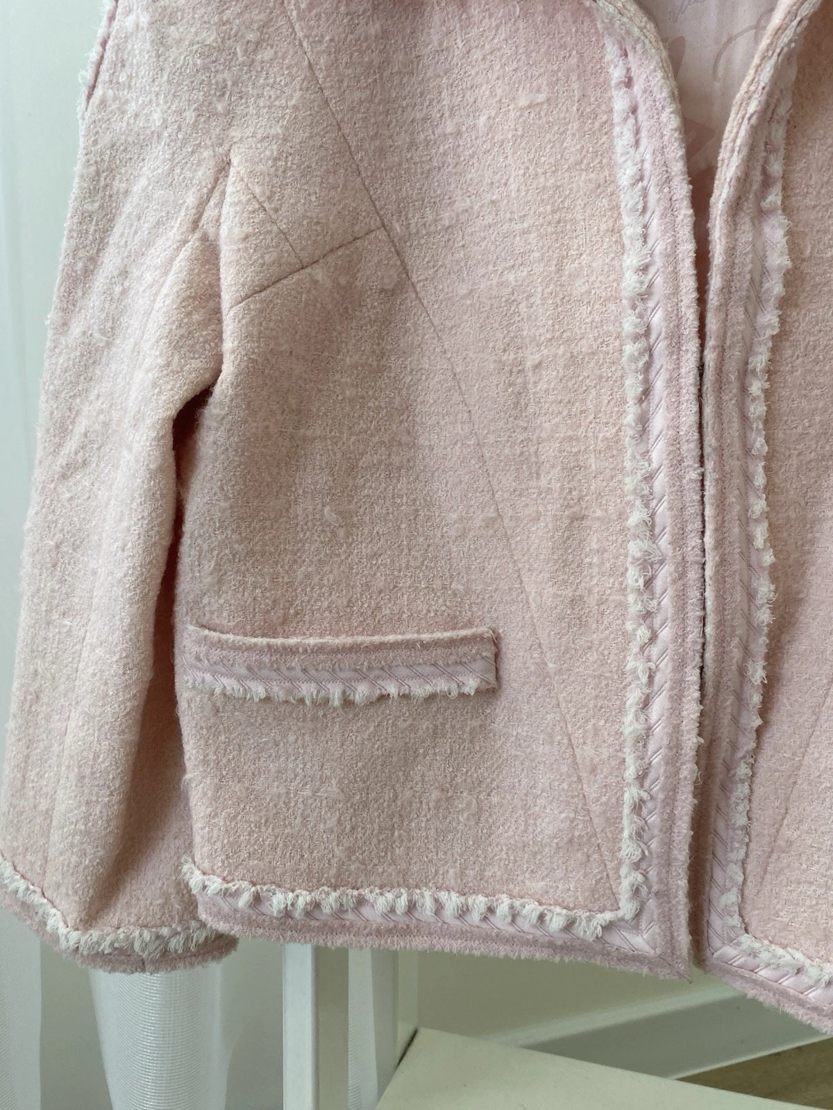 Giacca blazer CHANEL tweed donna vintage autentica lana rosa anni 2000 taglia 36