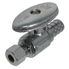 10 Pcs XFITTING 1/4" OD Compression x 1/2" PEX-B Straight Stop Valve, Lead Free