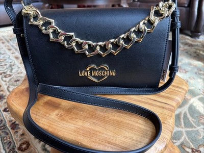 Love Moschino Black and Gold Chain Shoulder Women's Bag