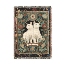 Personalized Cat Woven Blanket, Custom Couple Names Tapestry