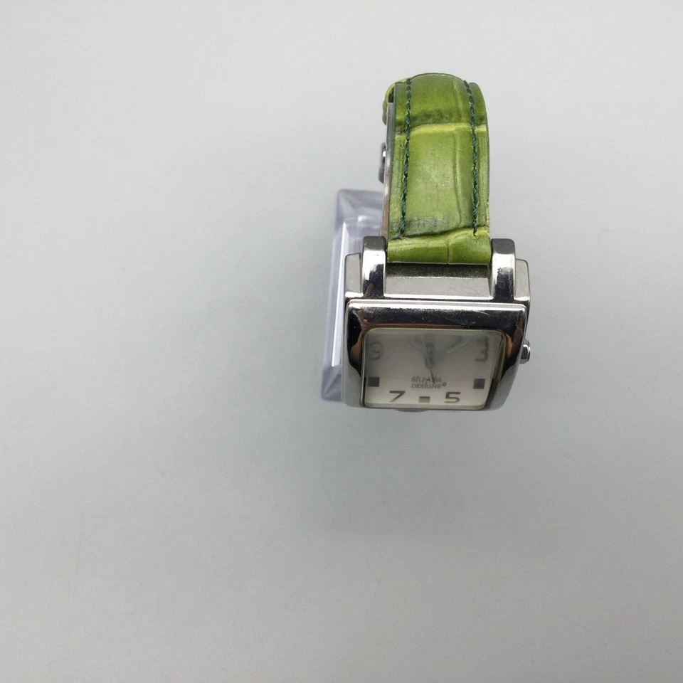 Reloj Mujer Silpada Designs 29mm Tono Plateado Cuadrado Correa Cuero Batería Nueva Foto 3 de 4