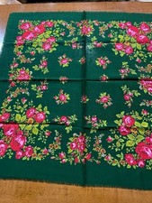 ELEGANTE TRADIZIONALE  FOULARD/SCIALLE VINTAGE col. VERDE PURA LANA cm. 65 x 65