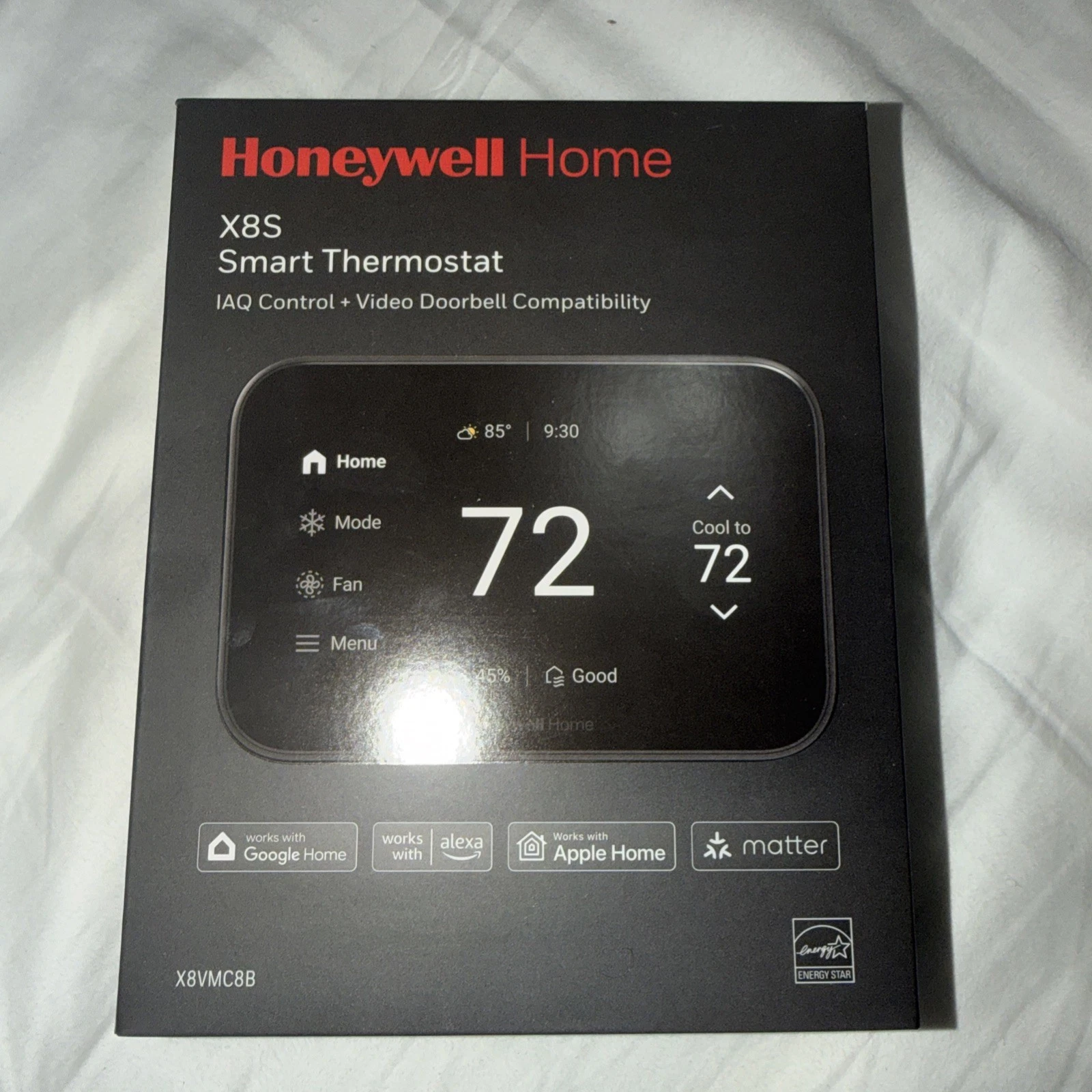 Honeywell Home X8S Smart Thermostat IAQ Control Black - Model X8VMC8B NEW
Opens in a new window or t