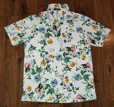 Bad Birdie Men's AOP Floral Print Short Sleeve Performance Golf Polo Shirt M