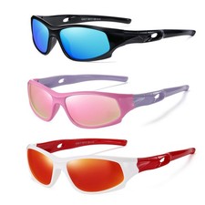3 Pack Flexible Polarized Sunglasses For Boys Girls With Strap, Sport Sunglas...