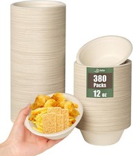 Compostable 12oz Paper Bowls Pack of 380 for Parties and Desserts