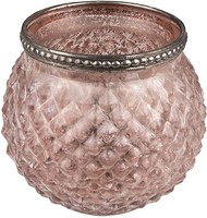 Clayre & Eef 6GL3978 Teelichthalter Ø 10X9 Cm Rosa Glas Kerzenhalter