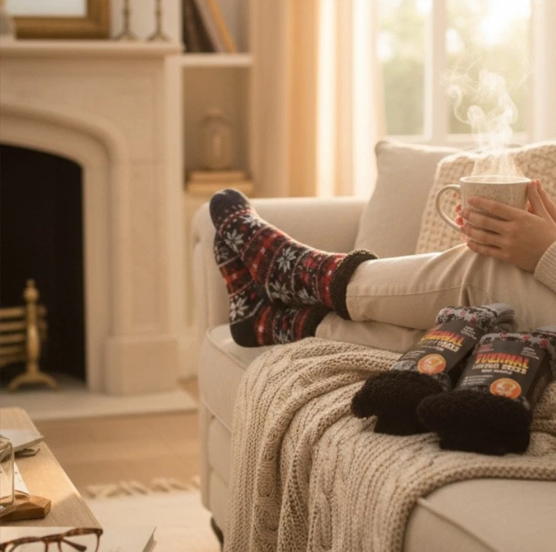 Mens Thermal Socks 4.7 Tog Fleece Sherpa Lining Slipper Gripper Bed Sock 6-11 - Image 4 of 4