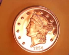 1854-S Gold LIBERTY HEAD 20 Dollar Copy Coin  24k Gold layered