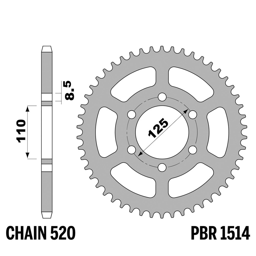 Pignon 46 dents pas 520 en acier haute résistance PBR pour Gilera ER Dakota 500