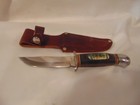 NOS Bushmaster #702 Deer Scene Fixed Blade Hunting Knife with Leather Sheath — photo 2
