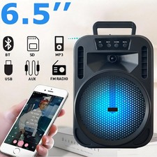 6.5" Portable Wireless Bluetooth Speaker Subwoofer TWS/FM/TF/AUX/USB Party LED