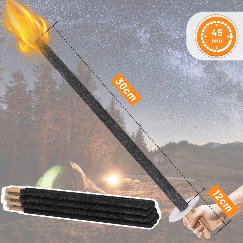 10-200x Fackeln Wachsfackeln 45-100 Minuten Torch Set mit Handschutz 42/72cm - Bild 2 von 4