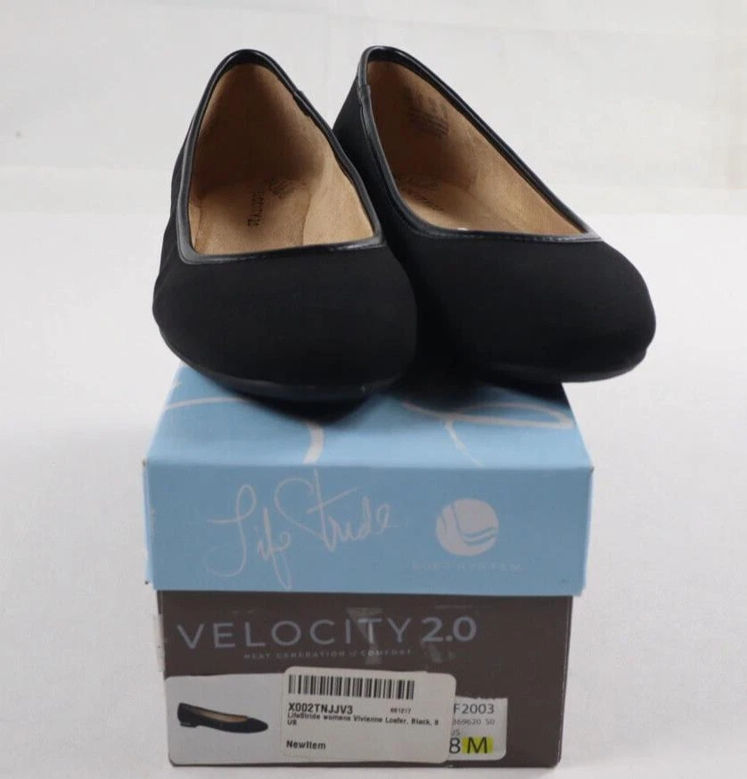 LifeStride Women s 8M Black Vivienne Flats Cushioned Velocity 2.0