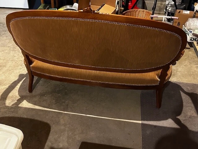 Reprodução LOVESEAT/SOFA Louis XV estilo tecido marrom dourado - Imagem 2 de 4