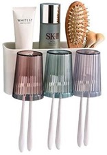 Toothbrush Holder Wall Mount 2 3 4 Cups Electric Toothbrush Storage Set- No Dril