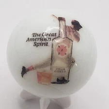 Four Roses Whiskey Baseball Advertisement 1" Shooter Marble With Stand 45-4