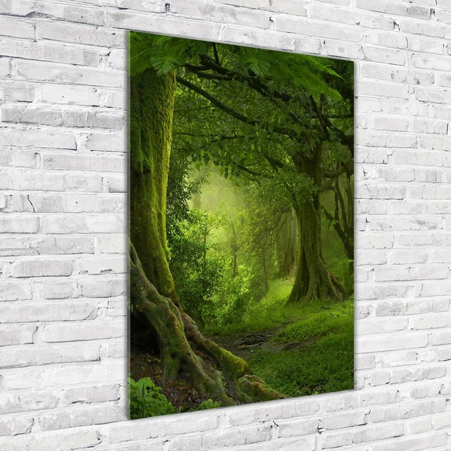 Wand-Bild Kunstdruck aus Hart-Glas Hochformat 50x100 Park Treppen