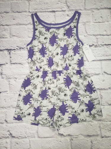 Jurassic World Girls Size Medium 7-8 Grey Purple Trim Romper