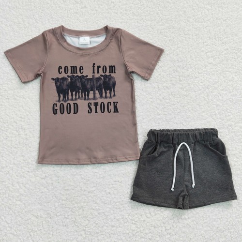 Boutique Western Design Baby Cowboy Cactus Cow Shorts Clothes Set Outfit - Picture 8 of 20