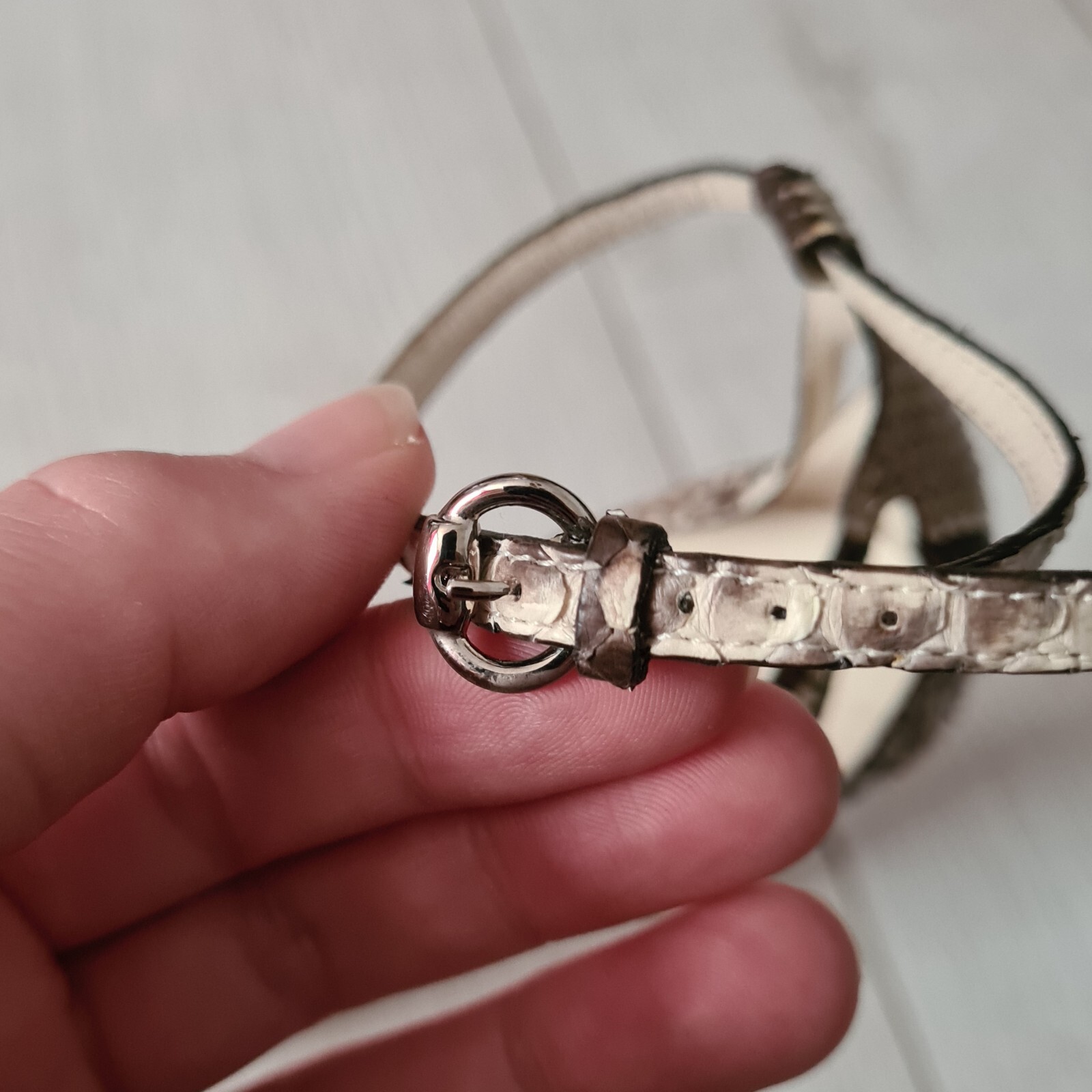 GUCCI BEIGE BROWN PYTHON PLATFORM PEEP TOE ANKLE … - image 14