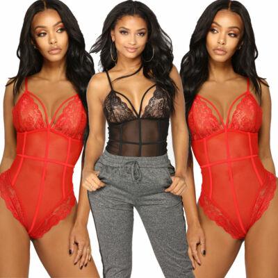 Womens Sexy Lingerie Lace Bodysuit One Piece Teddy Underwear Shapewear  Nightwear