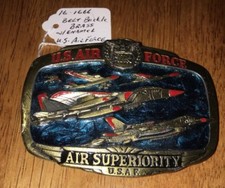 U.S. AIR FORCE AIR SUPERIORITY BRASS W/ ENAMEL BELT BUCKLE 1073 C.1983