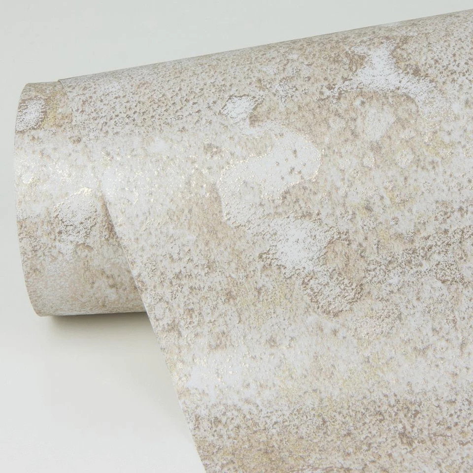 Papel de parede metálico dourado texturizado mármore falso, parafusos de 56 pés quadrados - Imagem 4 de 4