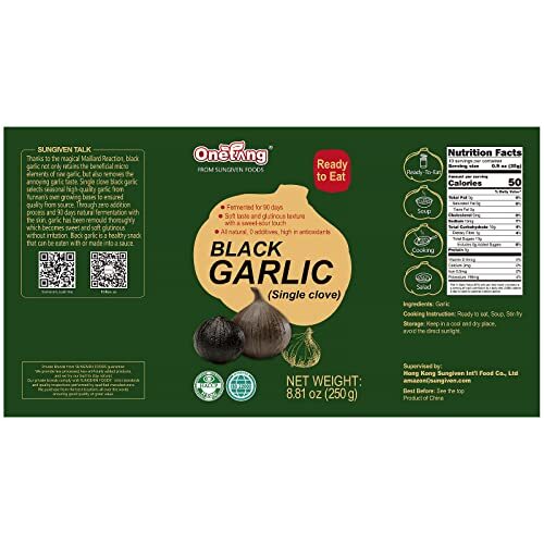 ONETANG Black Garlic 882 Oz (250g) Whole Black Garlic Fermented for 90 ...
