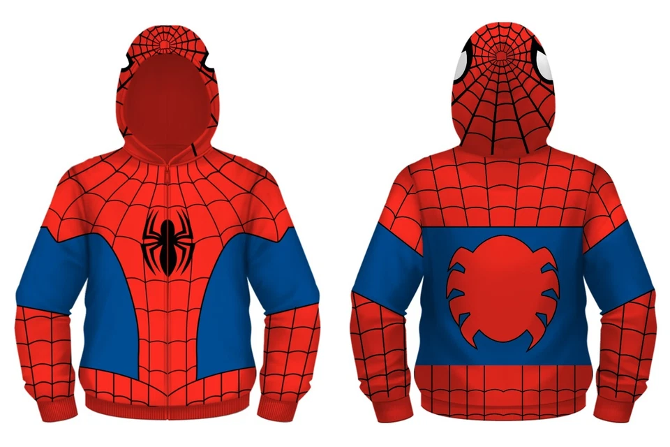 Marvel☆Disfraz de Spiderman para niños pequeños y pequeños Chaqueta con capucha y cremallera☆Tallas 2T-16 Foto 2 de 2
