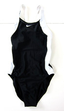 NWT Nike Black White Racerback Team Swim Train One Piece Swimsuit Woman 32/6