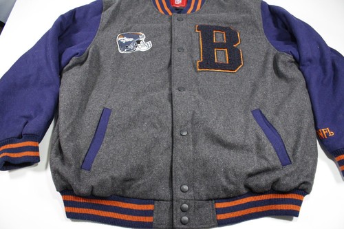 NFL Denver Broncos Letterman Varsity Jacket Men's Sz XXL Blue Gray Wool Blend - Picture 2 of 12