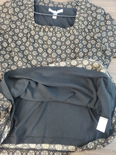 Croft & Barrow Blouse Women's Size 2X Brown Floral Lined Square Neckline - Picture 12 of 12