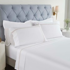 Spring Blooms Cotton Two-Line Embroidered Deep Pocket Breathable Bed Sheet Set