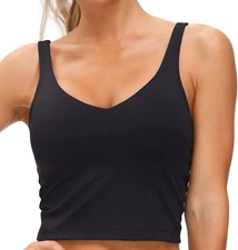 Women’S Longline Sports Bra Wirefree Padded Medium Support Yoga Bras Gym Running