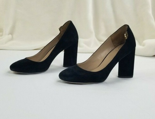 black round toe block heels