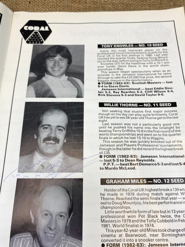 RARE UK PROFESSIONAL SNOOKER CHAMPIONSHIP 1982 PROGRAMME-LOTS OF AUTOGRAPHS - Picture 8 of 15