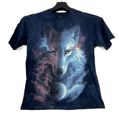 The Mountain Wolf T-Shirt Herren Kurzarm Oberteil Full Moon Dyed-Blau Gr. S