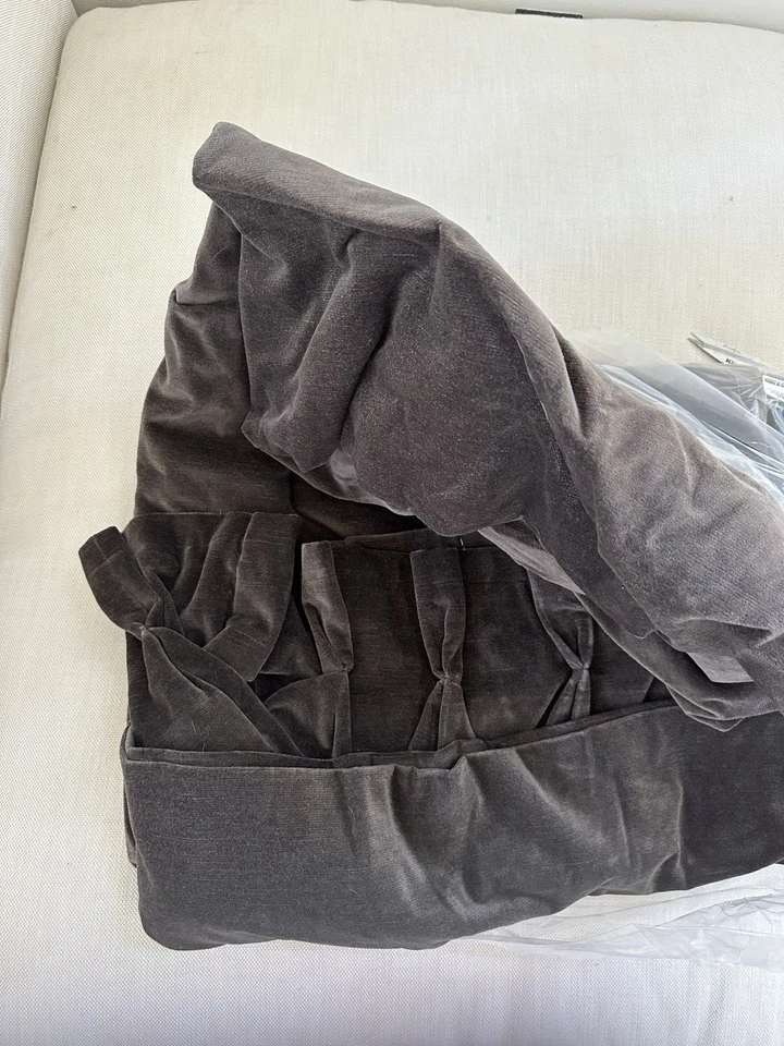 Restauración Hardware Vintage Terciopelo Cortinas Plisado Francés 46 x 96 Carbón NUEVO Foto 4 de 4